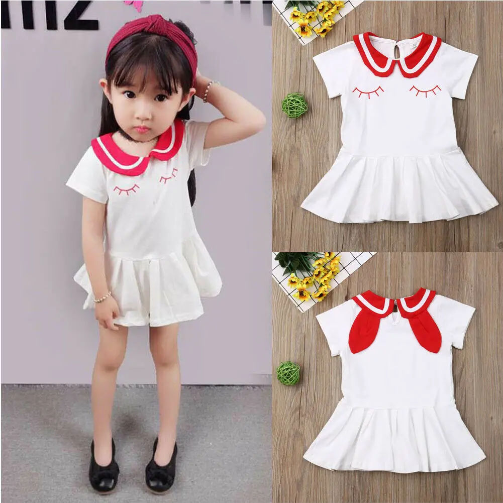 Newborn Infant Toddler Cute Baby Girls 2019 New Summer White Casual Dress Bow-Knot Party Princess Tutu Clothes | Детская одежда и