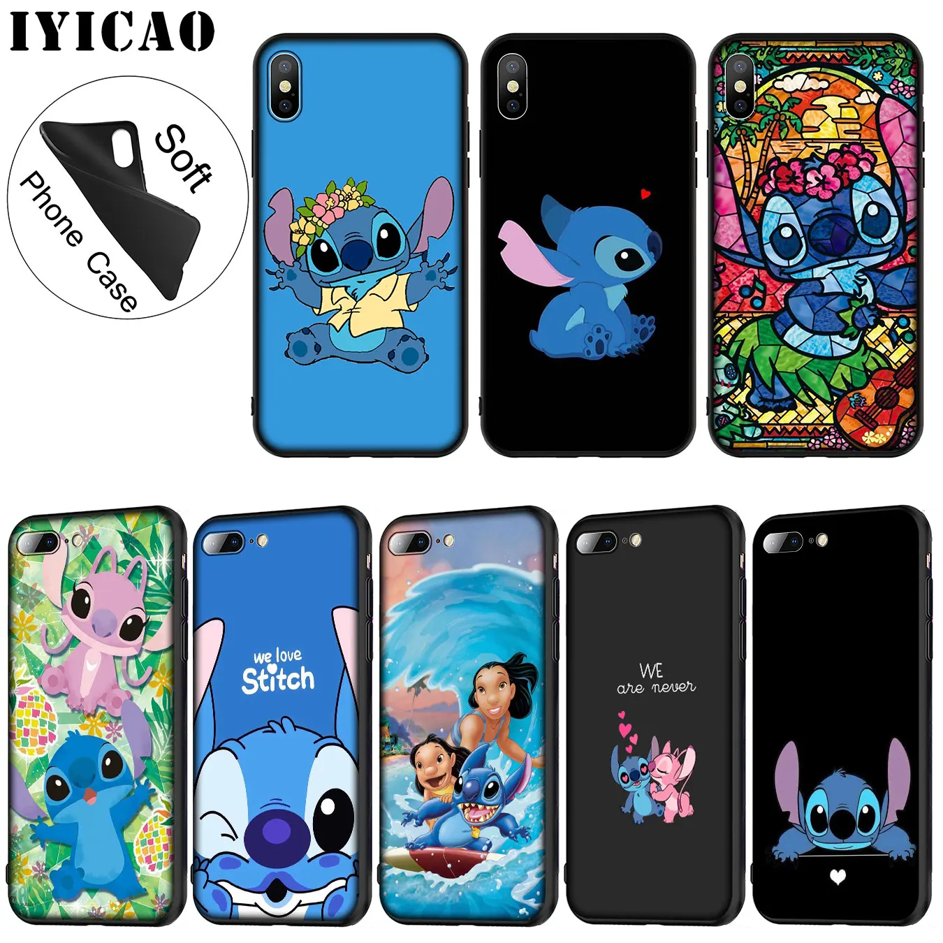 IYICAO милый Лило Ститч мультфильм мягкий силиконовый чехол для телефона iPhone XR X XS 11
