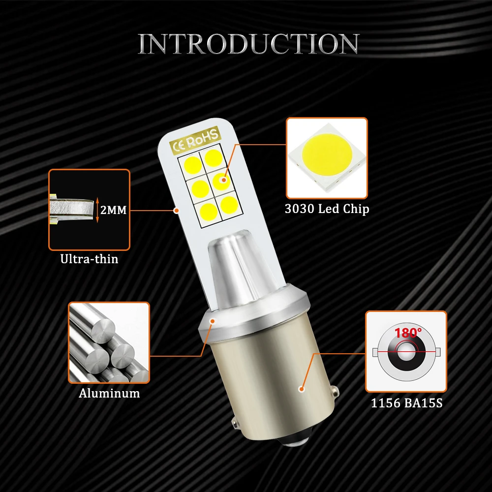 4 шт. 3030 12 SMD Вт Автомобильные стильные светодиодные сигнальные лампы 1156 BAU15S 3156 3157