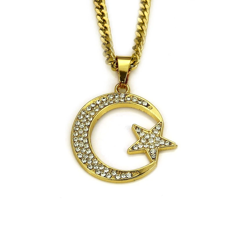 1 шт. ожерелье с подвеской в виде Луны и звезды Мужская Цепочка кристаллами стиле