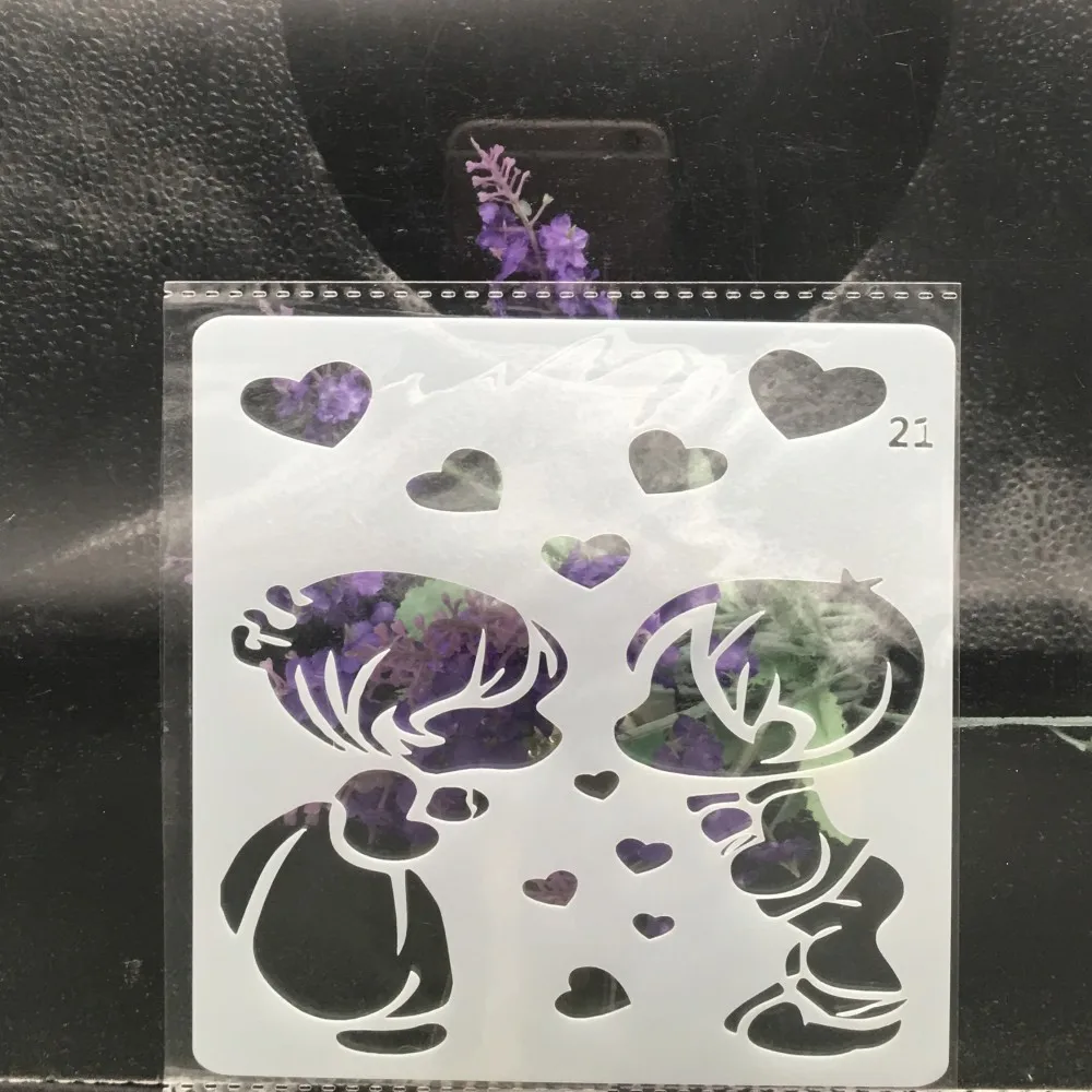 Шаблон для творчества "Мальчик Девочка Сердце" 13 см, для декорирования стен, скрапбукинга, раскрашивания, тиснения, оформления альбомов и открыток.