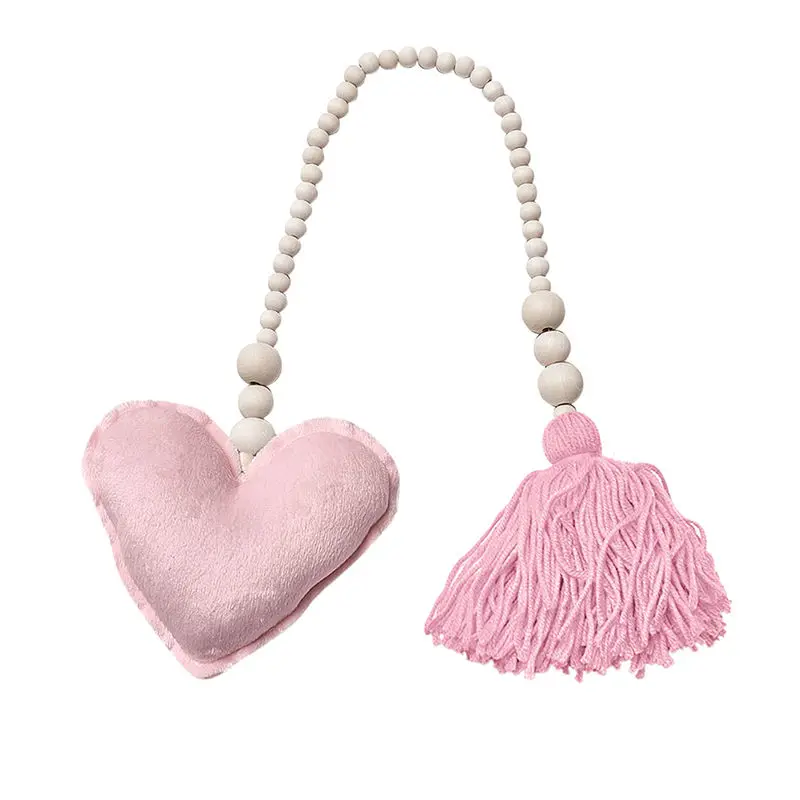 Heart tassel INS Скандинавская звезда Луна кисточка деревянный бисер Украшение для детской комнаты реквизит для фотосъемки детская палатка подвесная подвеска Настенный декор - Цвет: Heart tassel