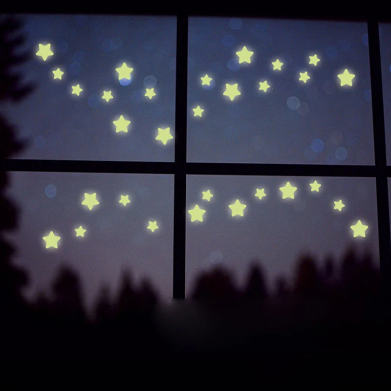 38 шт./компл. 3 см детская мультяшная светящаяся наклейка из ПВХ неоновая 3D звезда