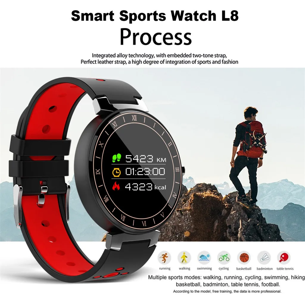 L8 Смарт-часы 0,95 дюйма Bluetooth монитор сердечного ритма артериального давления шагомер ультра-низкое энергопотребление