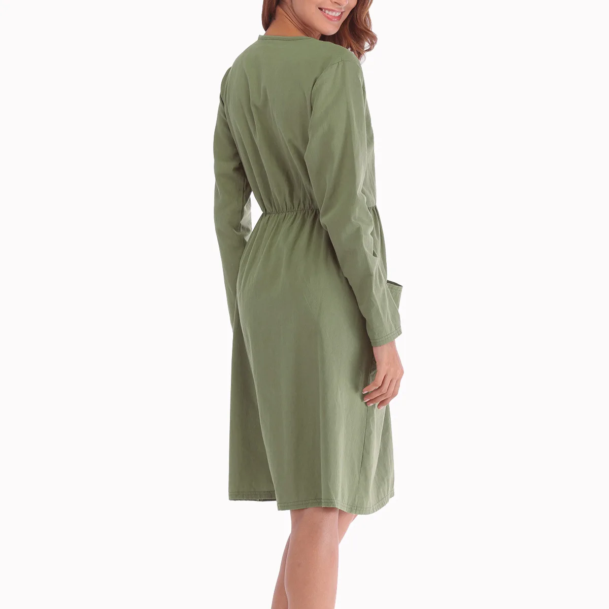 2019 женское платье на пуговицах однотонное длинное милое для женщин|Женские