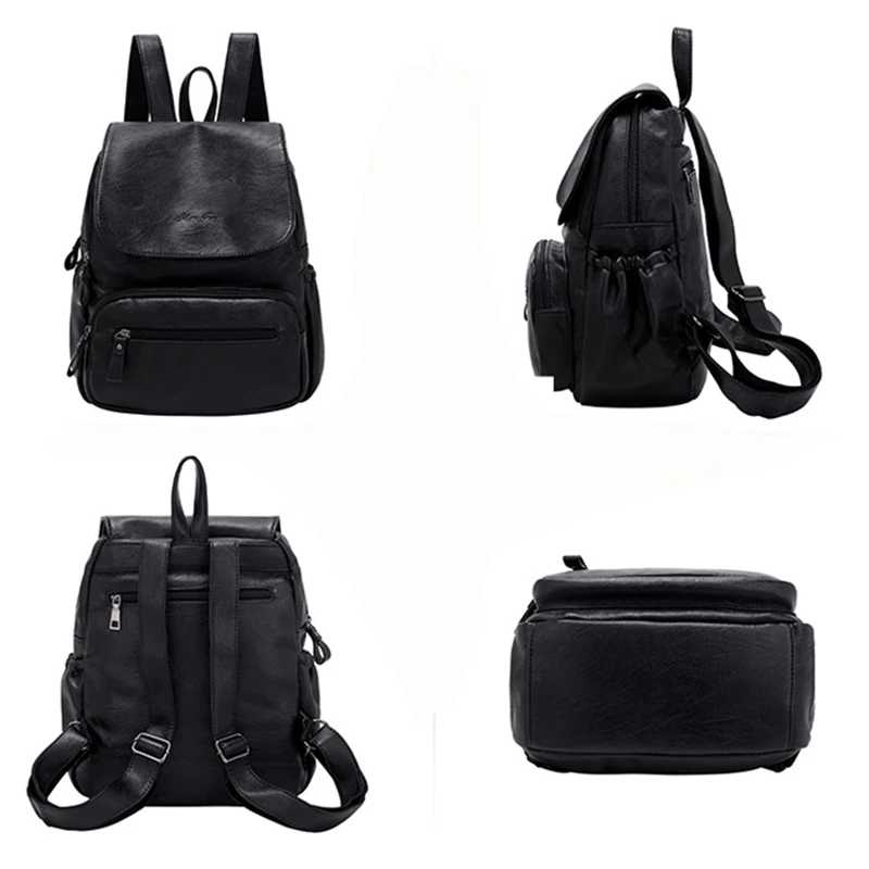 Trend new Women bag Solid Color PU Leather backpacks fashion casual youth student | Багаж и сумки
