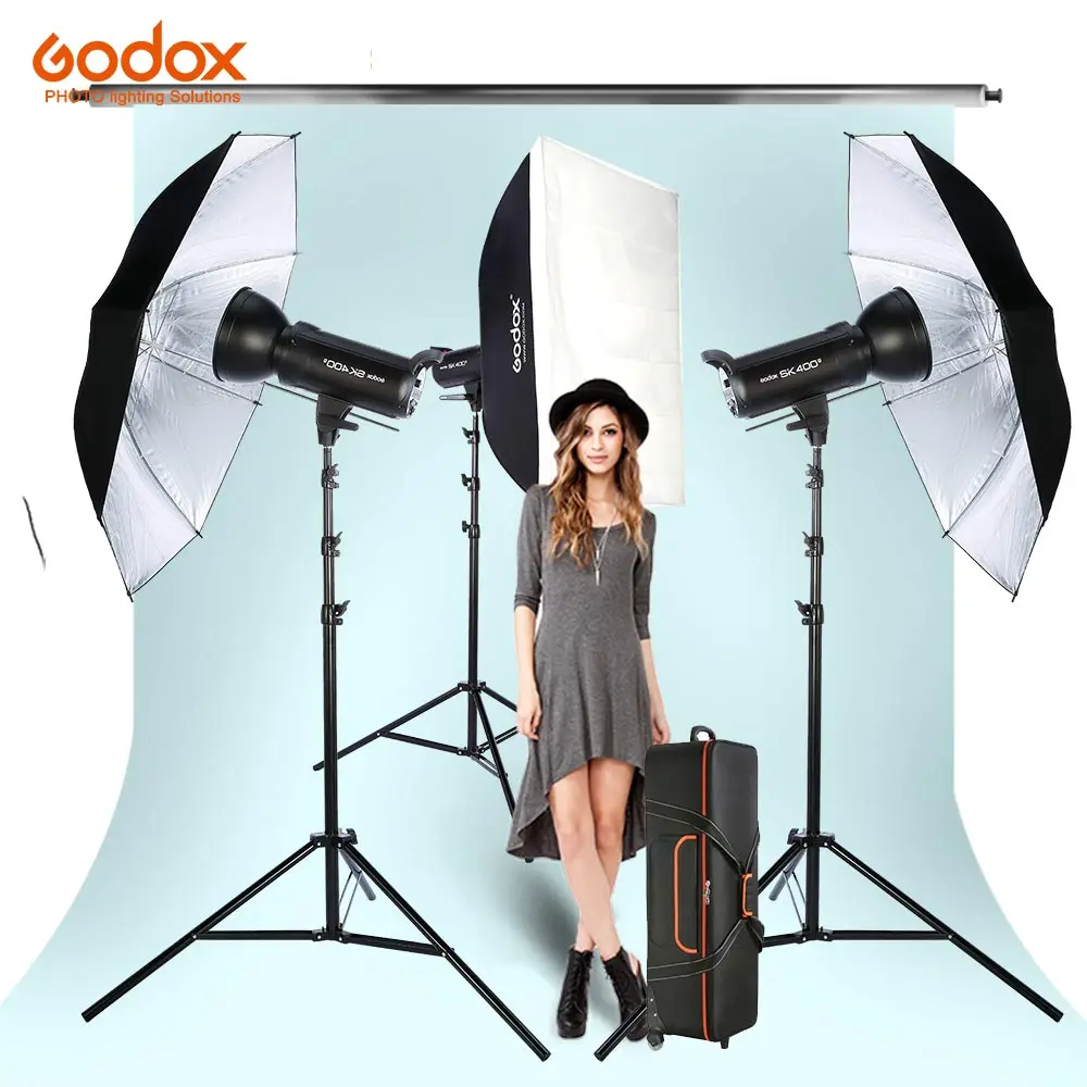 Новый Портативный Godox 3x SK400 400Ws флэш стробоскоп для фотостудии 110 В/220 В с 50 Вт
