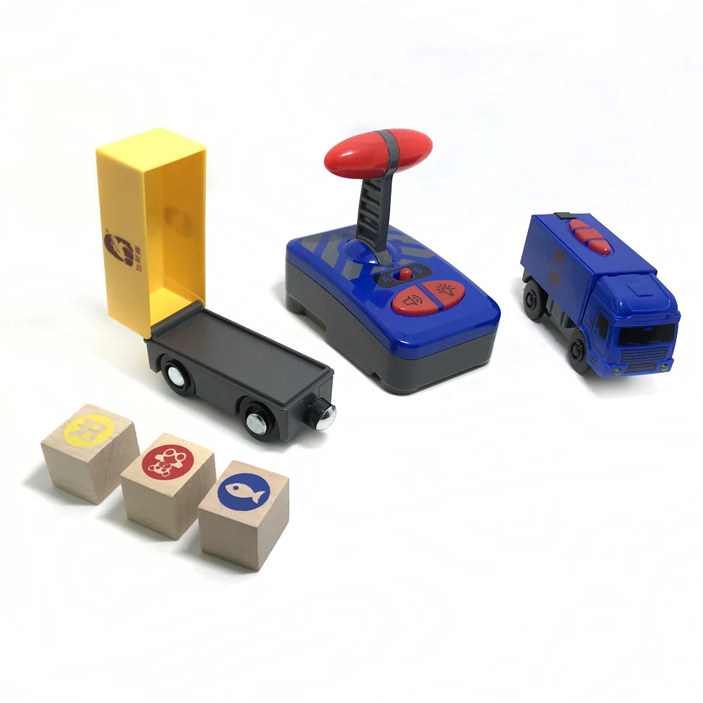 w04 Remote control electric train 2 section magnetic link compatible toy car wooden track blue Harmony | Игрушки и хобби