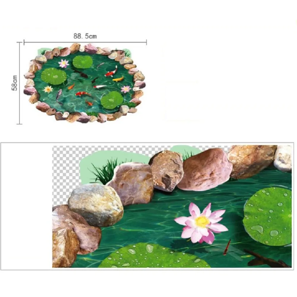 Самодельная Наклейка на стену 3D наклейка пруд с рыбками виниловые наклейки