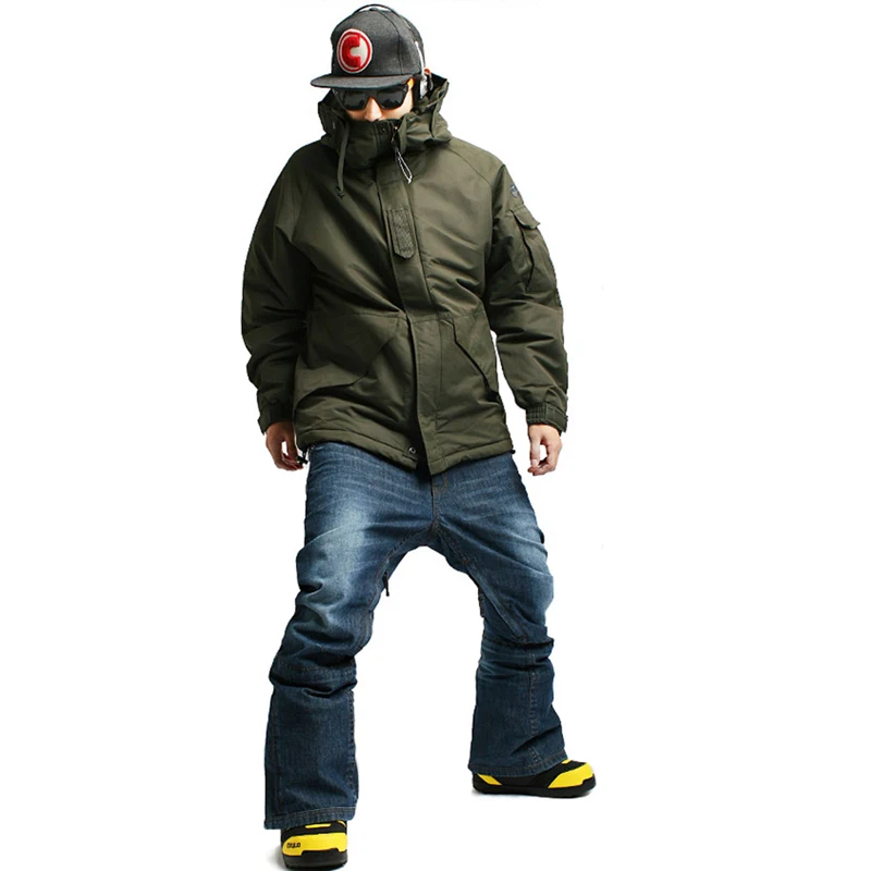 Khaki Jean Pants Set Премиум выпуск "Southplay" Зимний сезон 10000 мм водонепроницаемый лыжный сноуборд согревающий(куртка+ брюки) Наборы - Цвет: Khaki Jean Pants Set