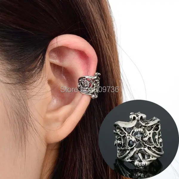 1 шт. Новая мода Панк Винтаж выдалбливают гравировка Женская ухо манжеты Клипсы