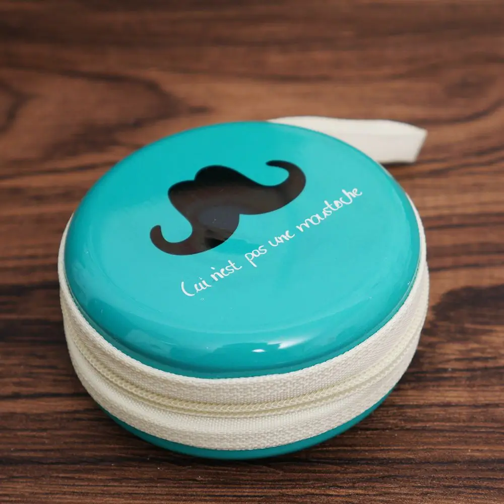 Women Silicone Coin Purse Cartoon Beard Mustacle Round Headset Bag Small Change Purse Wallet Pouch Bag For Kids Girl Gift - Цвет: Синий