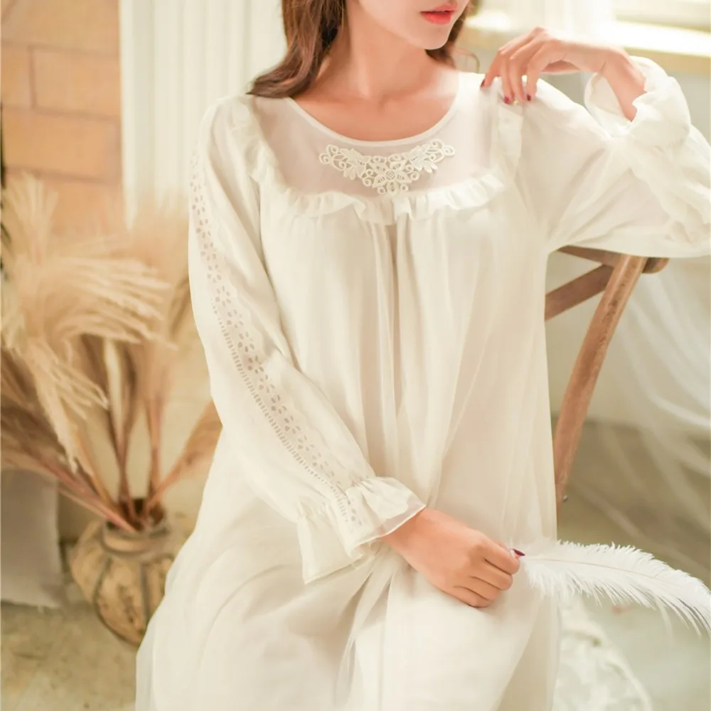 Новинка 2019 весенние винтажные женские длинные ночные рубашки из вискозы с