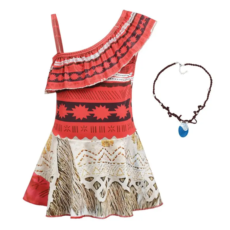 Moana Swimsuit 02set MUABABY пляжное платье Моана для девочек, одежда для купания детский летний купальный костюм на одно плечо, костюм детский модный купальный костюм - Цвет: Moana Swimsuit 02set