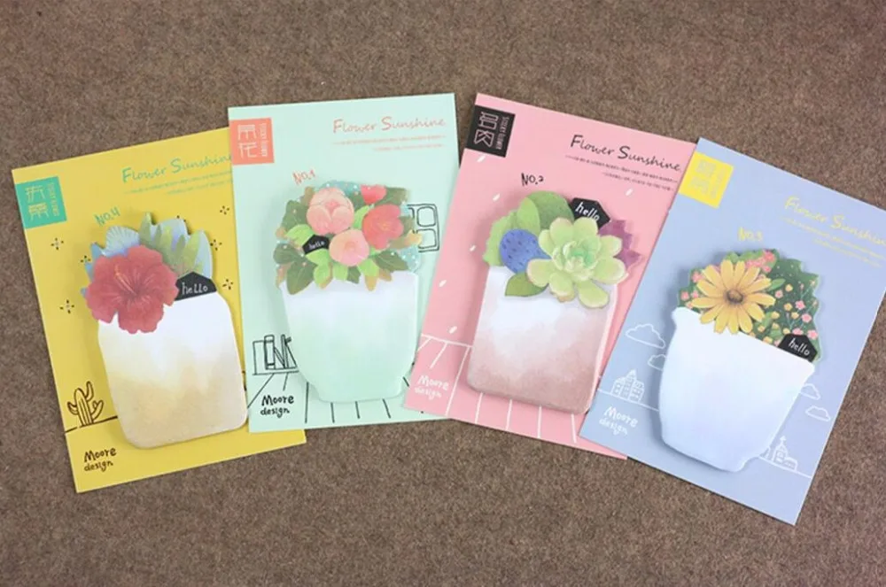 4 шт./лот Солнечный цветок липкие Примечания Зеленый завод блокнот post it стикер