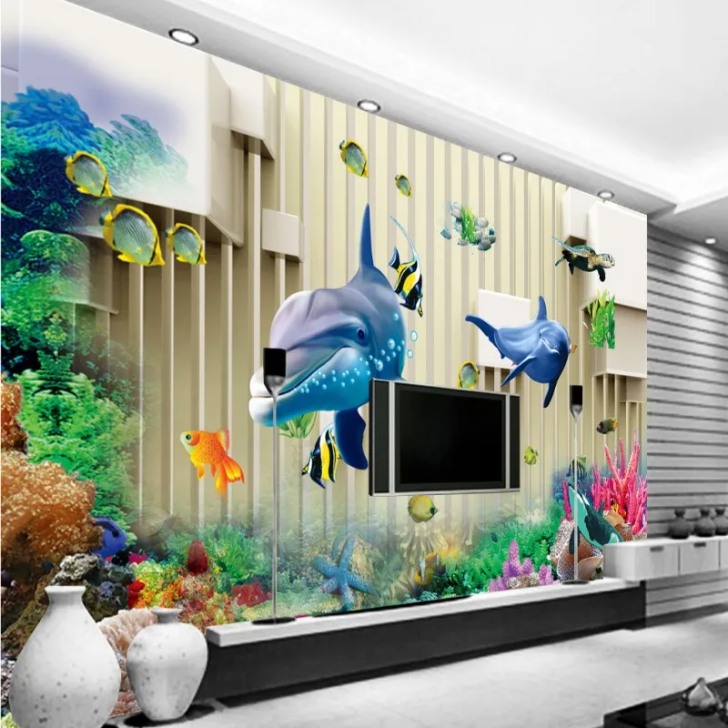 Custom 3d wallpaper 3D Stereo Living Room Underwater World TV Wall lobby custom studio office high quality mural | Обустройство дома