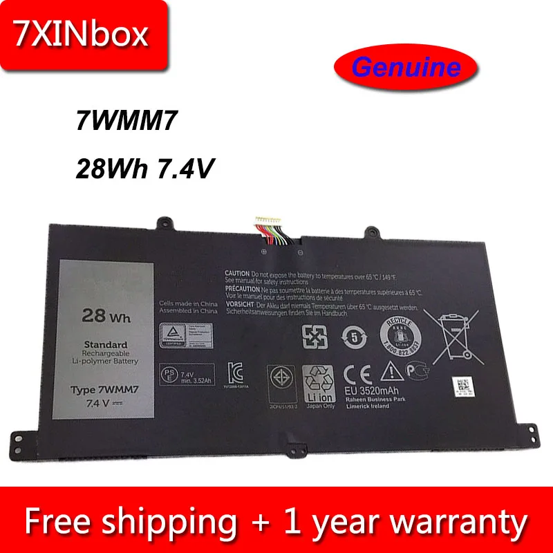 7XINbox 28Wh 7 4 V подлинный 7WMM7 Аккумулятор для ноутбука Dell Venue 11 Pro Dock D1R74 CFC6C