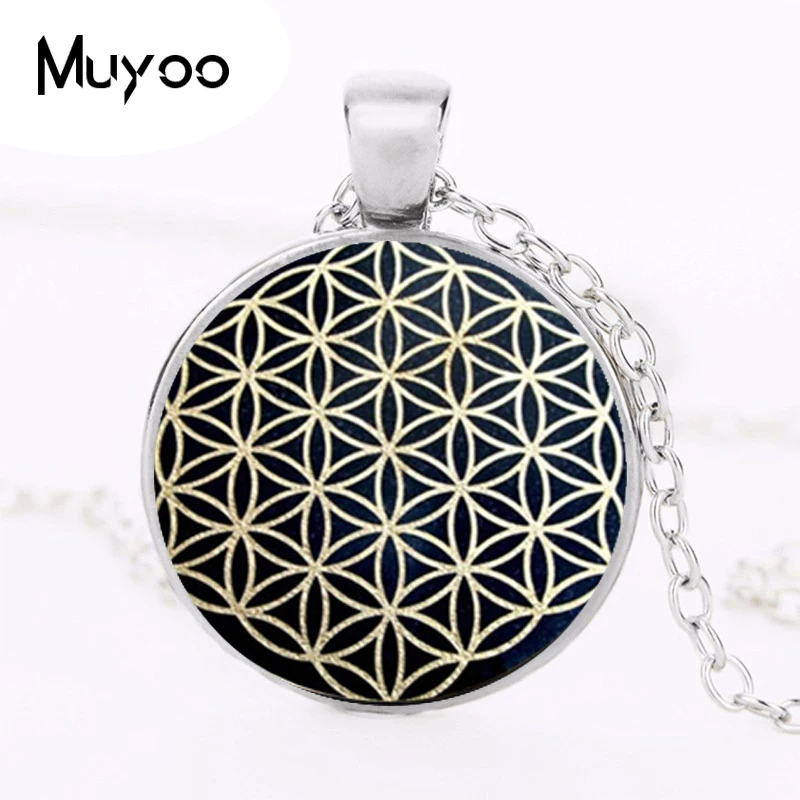 Кулон цветок жизни ожерелье dingyi 2017 новая мода круглая стеклянная винтажное кулон