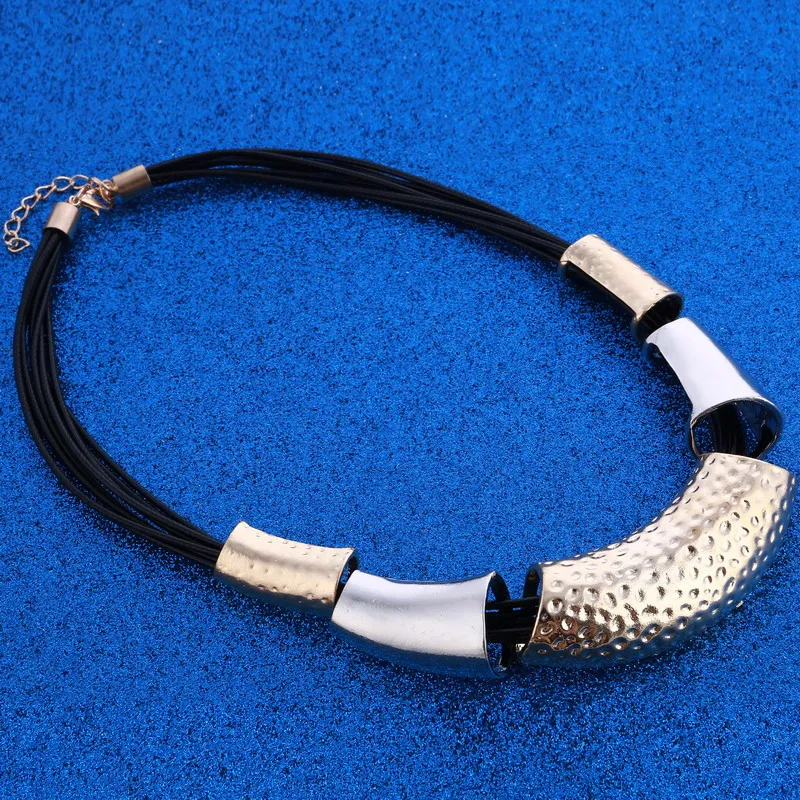 Женское кожаное ожерелье чокер винтажное массивное с бусинами макси|jewelry stone