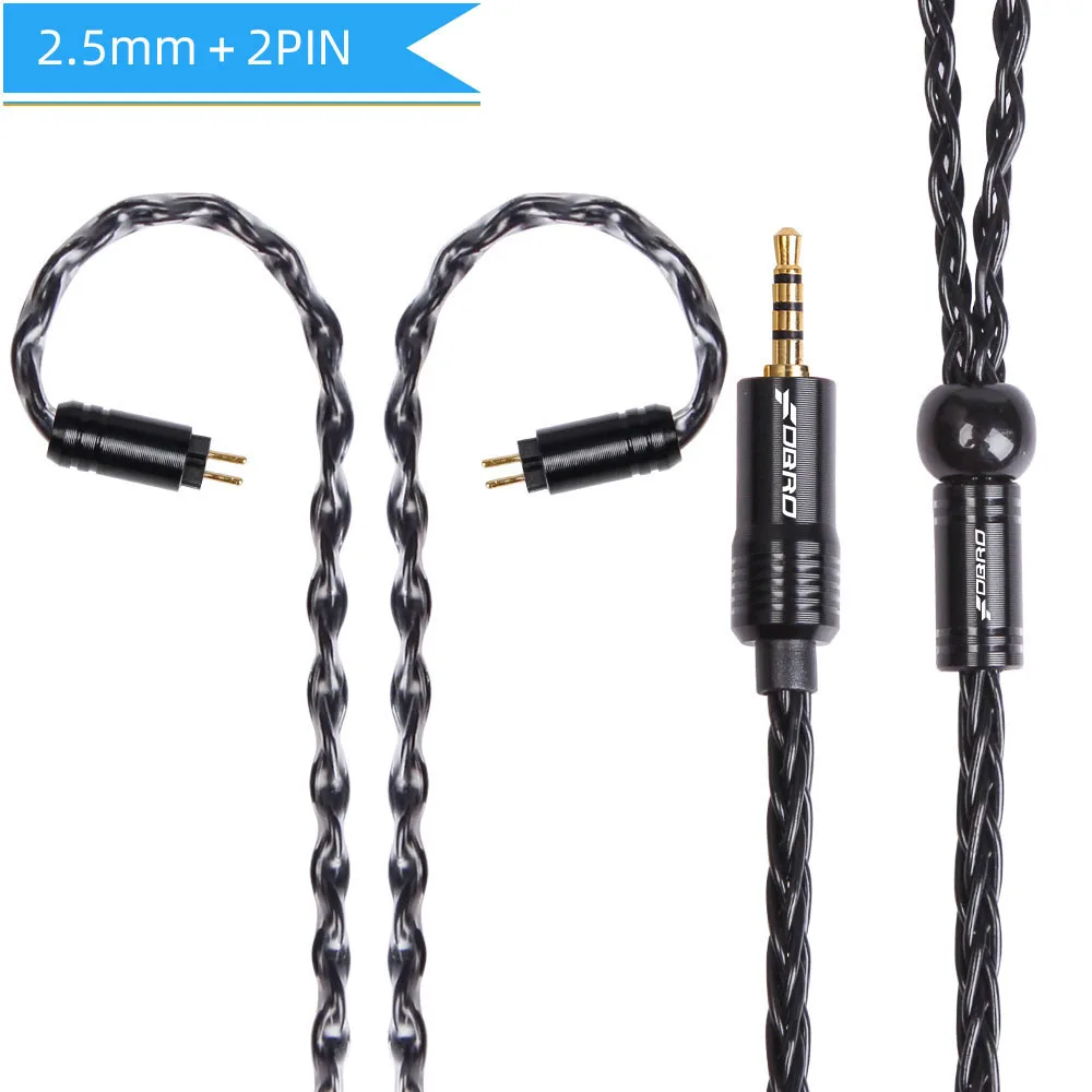 black 2.5mm 2pin FDBRO 2,5/3,5/4,4 мм балансный кабель IE80 MMCX 2Pin A2DC IM 8 ядерный мини посеребренные компакт-дисков кабель для SE315 SE425 SE535 SE846 UE900 H3 - Цвет: black 2.5mm 2pin