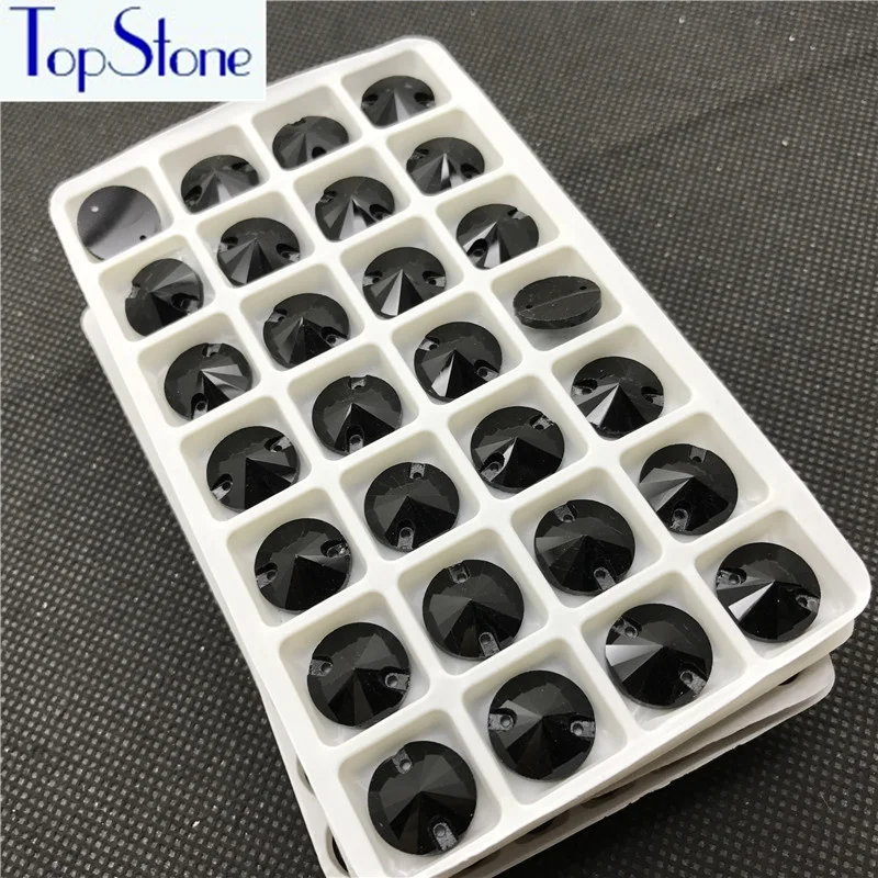 Topstone Jet Black Rivoli пришивные стразы плоские стеклянные кристаллы круглые камни для