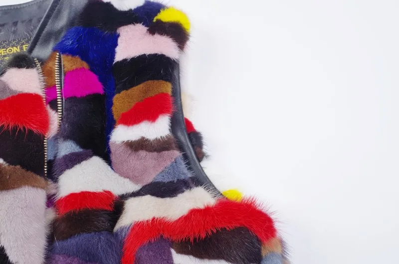 2020 зимняя шуба из натуральной норки цветная Женская жилетка на молнии женская