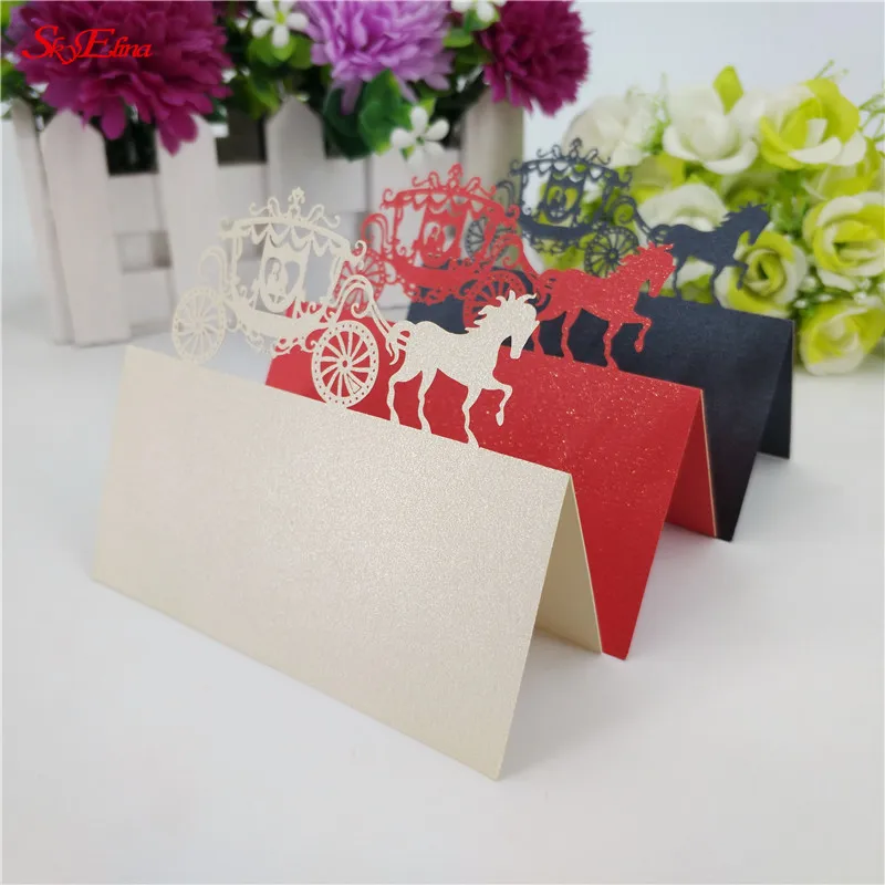 100 шт./лот перламутровая бумага лазерная резка эскорт карта имя знак место карты