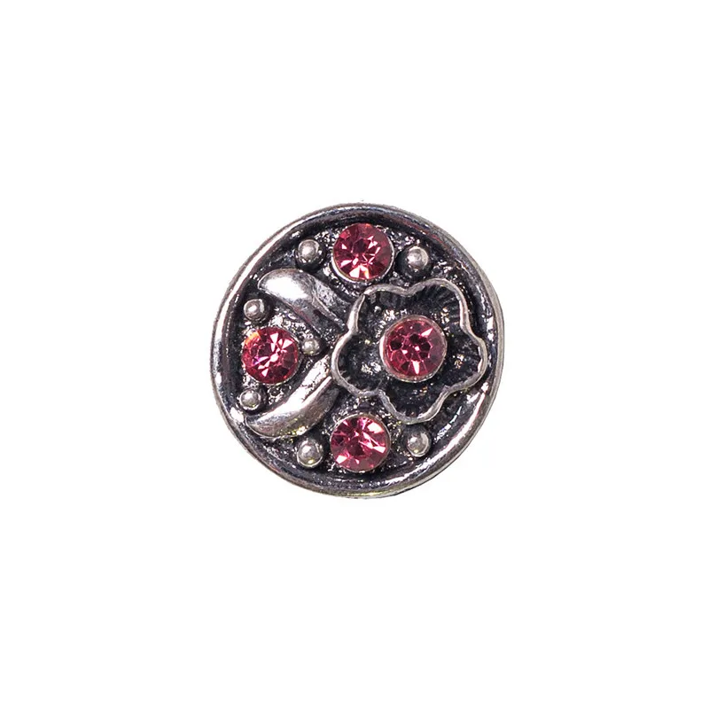 

10pcs/lot Chunky Snap 18MM Antique Silver Rose Flower Shaped AB Crystal Snaps Button Ginger Buttons Snaps On Jewelry MDB18-210
