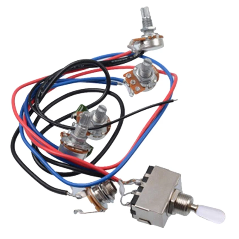 White Lp электрогитары звукосниматели Жгут проводов комплект 2T2V 500K Горшки 3 ходовой переключатель с разъемом для двойного хамбакера Les Pual style G - Цвет: White