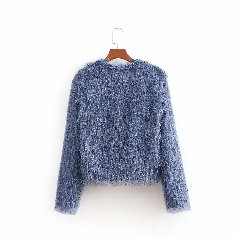 Женская Блестящая куртка с длинным рукавом повседневная винтажная v образным