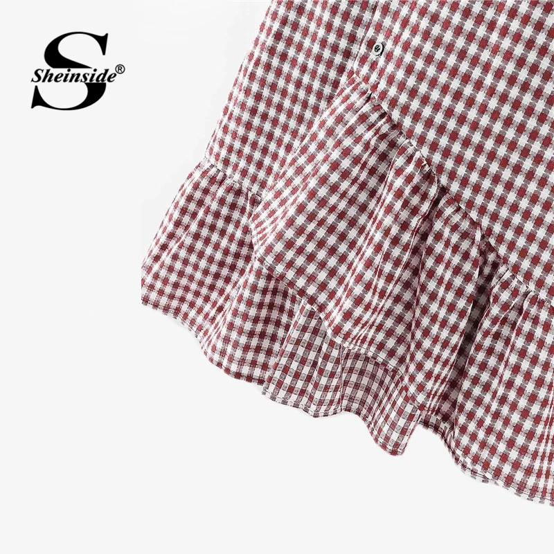 Sheinside Повседневная однобортная клетчатая юбка с принтом для женщин Лето средняя талия расклешенные юбки женская плиссированная юбка миди