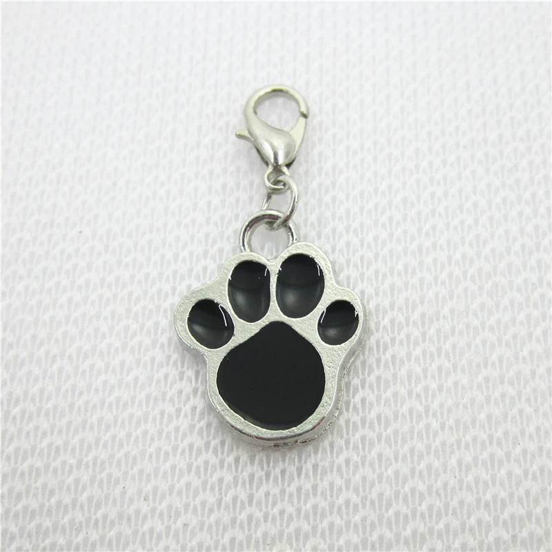 Новое поступление 10 шт. эмаль черные шармы собачья лапа карабин лобстер Подвески