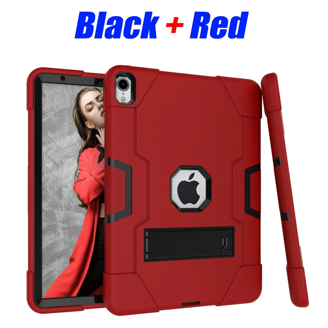 Black Red Сверхпрочный Силиконовый ТПУ+ ПК Жесткий гибкий защитный чехол-подставка для iPad Pro 11 дюймов ударопрочный+ защита для экрана ID702 - Цвет: Black Red