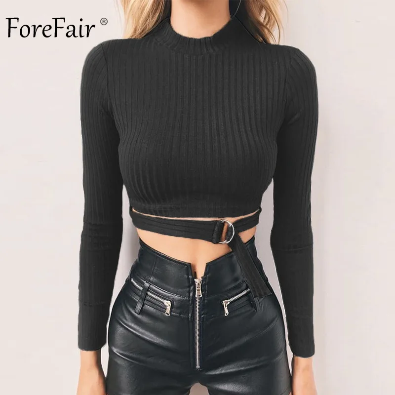 Сексуальная черная женская рубашка Forefair с длинным рукавом на осень и зиму
