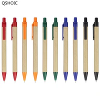 qshoic promotional paper ball pen eco pen 100pcs free shipping plastic clip eco ball paper pen