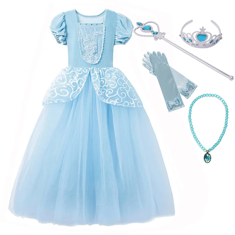 Cinderella Set 2 Детский роскошный костюм принцессы Золушки; летнее праздничное платье для девочек; платье для костюмированной вечеринки на Хэллоуин; карнавальное детское платье Золушки; платье для макияжа - Цвет: Cinderella Set 2