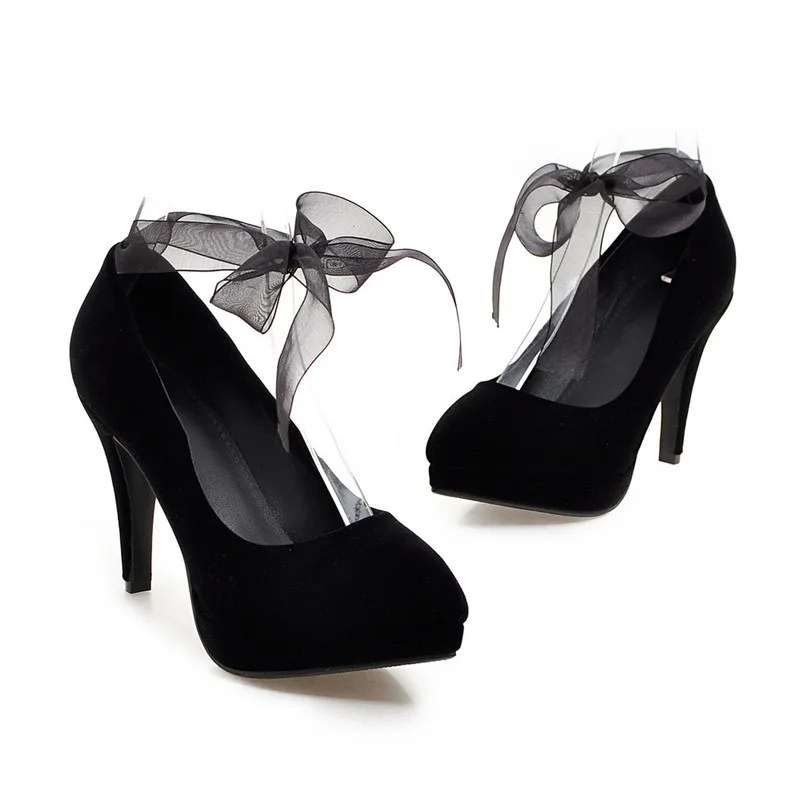 high-heeled Single shoes large size Thin Heels Big Female Soild PU Slip |