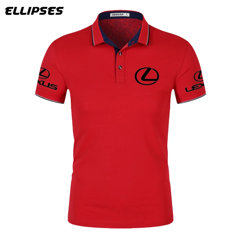 Мужская летняя рубашка поло с логотипом Lexus мужская хлопковая коротким рукавом и