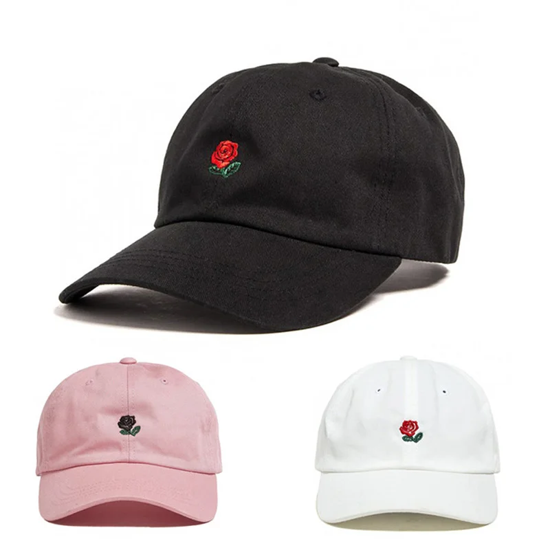 100% хлопок вышитая Роза черная шапка пустая snapback хип хоп папа дизайнерские шапки