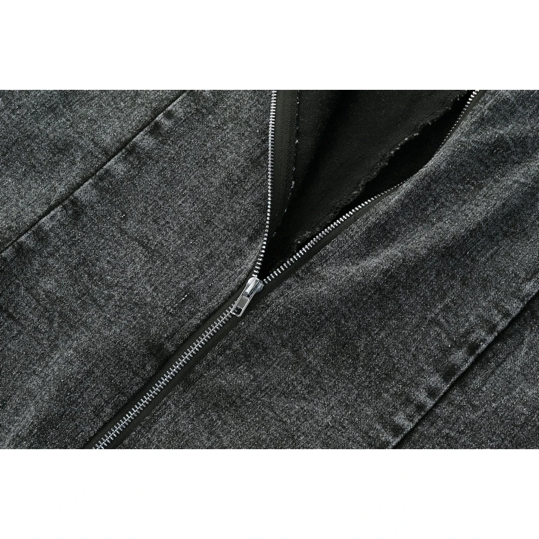 Женское облегающее джинсовое платье на молнии синее черное мини-платье бретелях