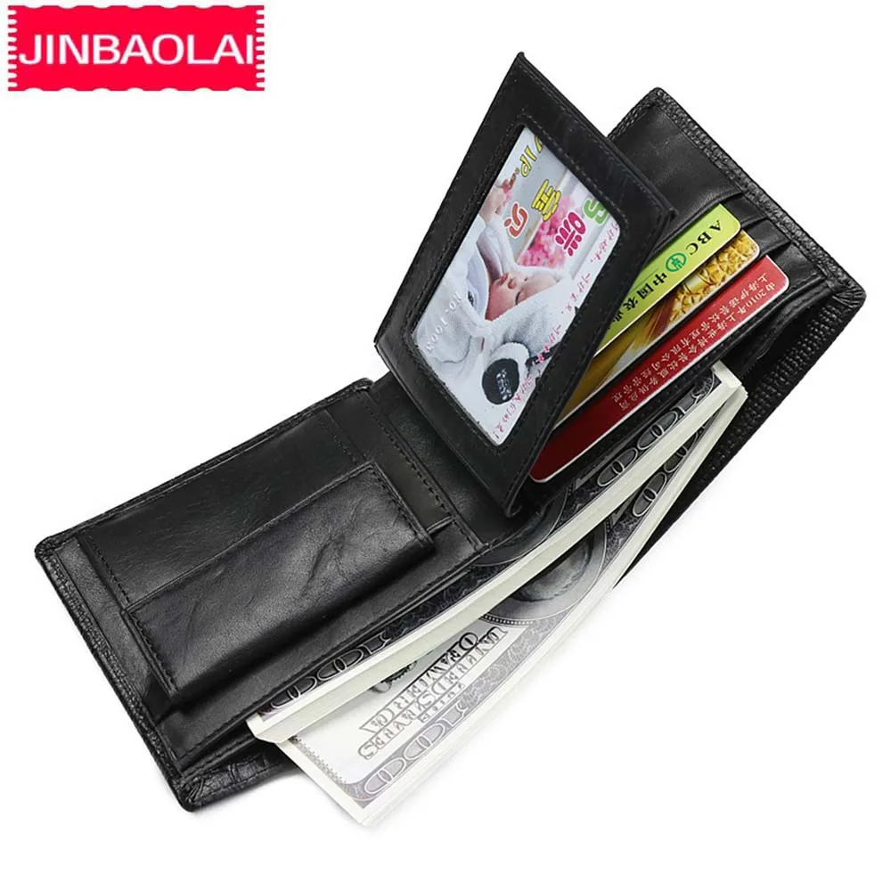 JINBAOLAI Crocodile Skin Men's Wallets Genuine Cow Leather Card Holder Coin Pocket Small Purse Vintage alligator Male | Багаж и сумки