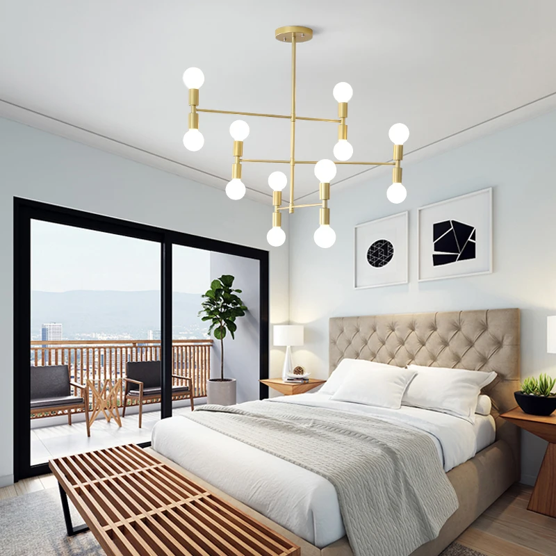 Modern Fashion Designer Black Gold Led Ceiling Art Deco Suspended Chandelier Light Lamp for Kitchen Living Room Loft Bedroom | Лампы и