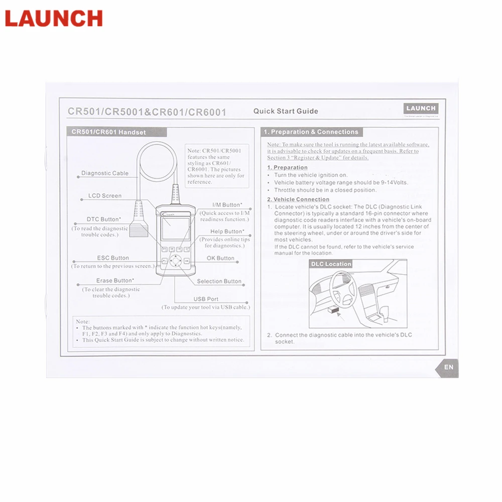 2019 устройство чтения кода LAUNCH Creader 5001 ODB OBD2 Автомобильный сканер OBD II