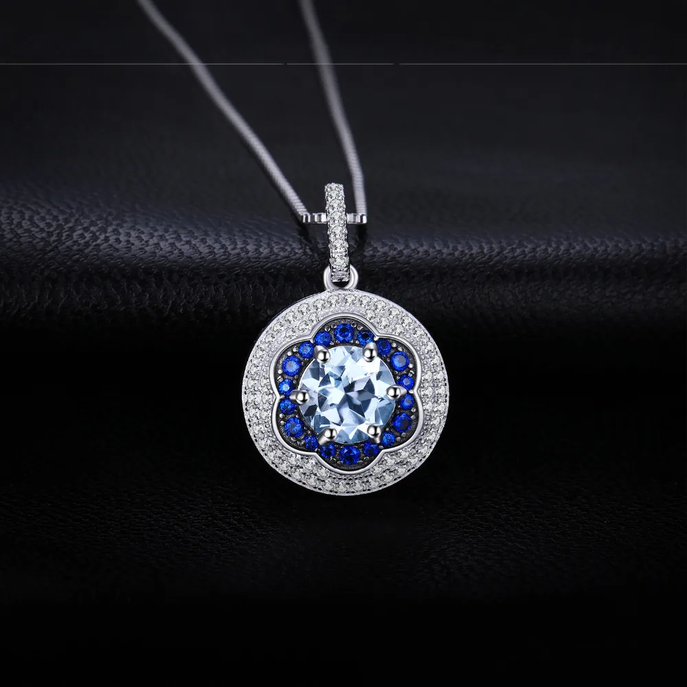 Jewelrypalace цветок 1.6ct голубой топаз создан синий шпинель кластера кулоны 925 Стерлинг
