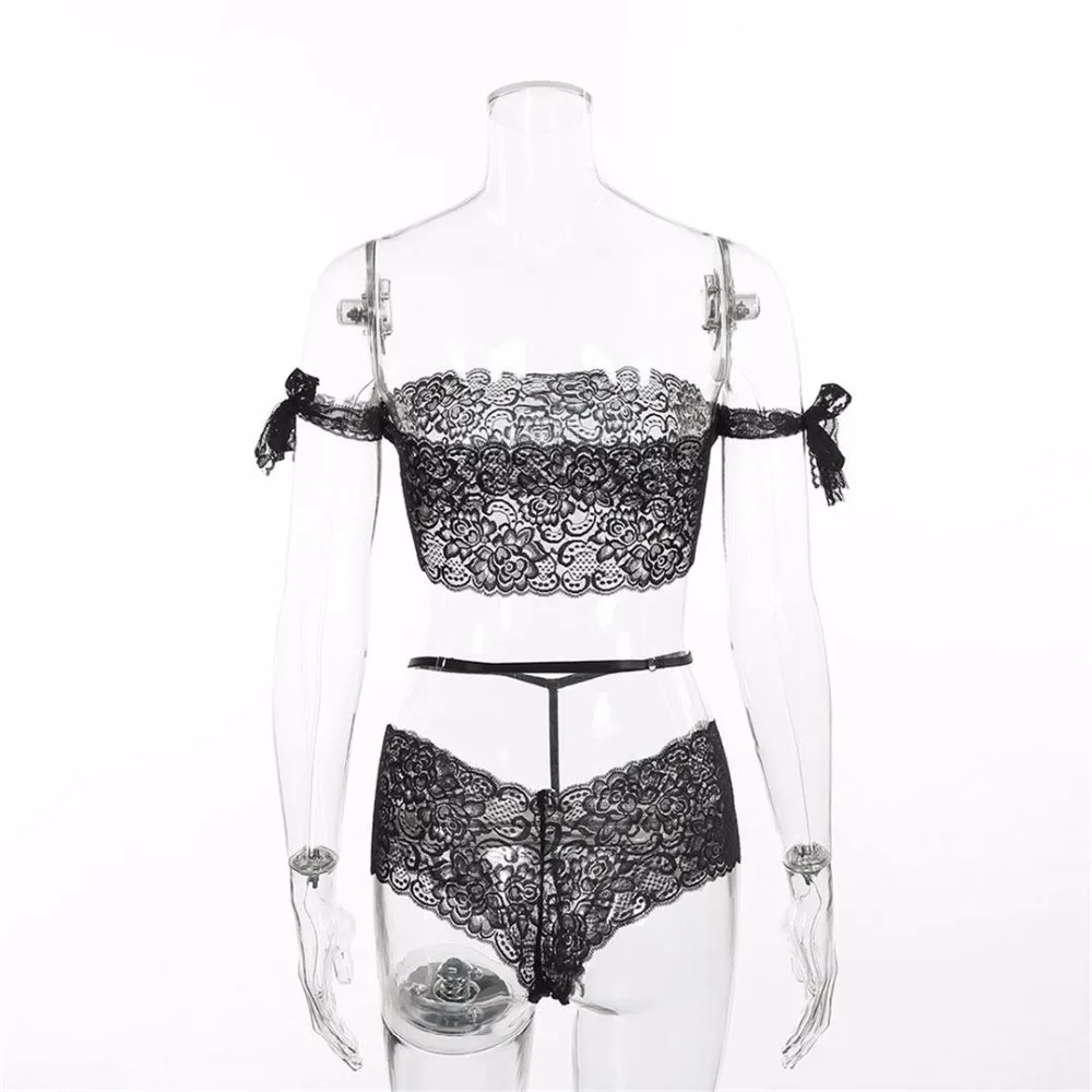 2018 сексуальный кружевной бюстгальтер прозрачный с завязками комплект нижнего