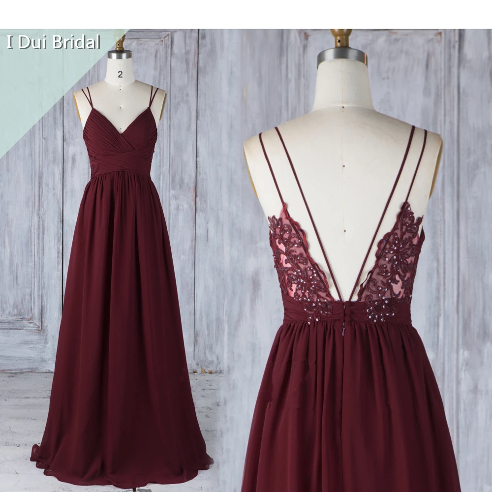 

Spaghetti Strap A line Chiffon Simple Bridesmaid Dress Wedding Party Special Occasion Dress