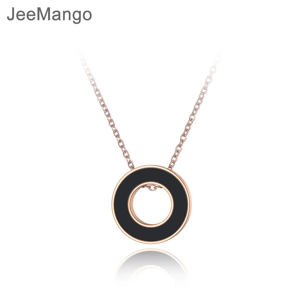 JeeMango офисное ожерелье из нержавеющей стали черная акриловая подвеска ювелирное