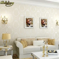 beibehang modern papel de parede 3d wallpaper luxury flocking floral damask wall paper roll for living room bedroom tv backdrop
