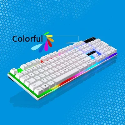 White Механическая игровая клавиатура с красочной подсветкой, клавиатура для ноутбука, компьютерная клавиатура, эргономичная - Цвет: White