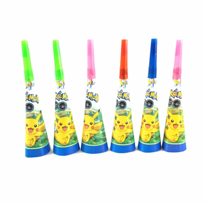 horn 6 pcs Pokemon Go тематическая вечеринка на день рождения украшения Дети покемон вечерние принадлежности Набор посуды бумажные тарелки подарок для ребенка - Цвет: horn 6 pcs